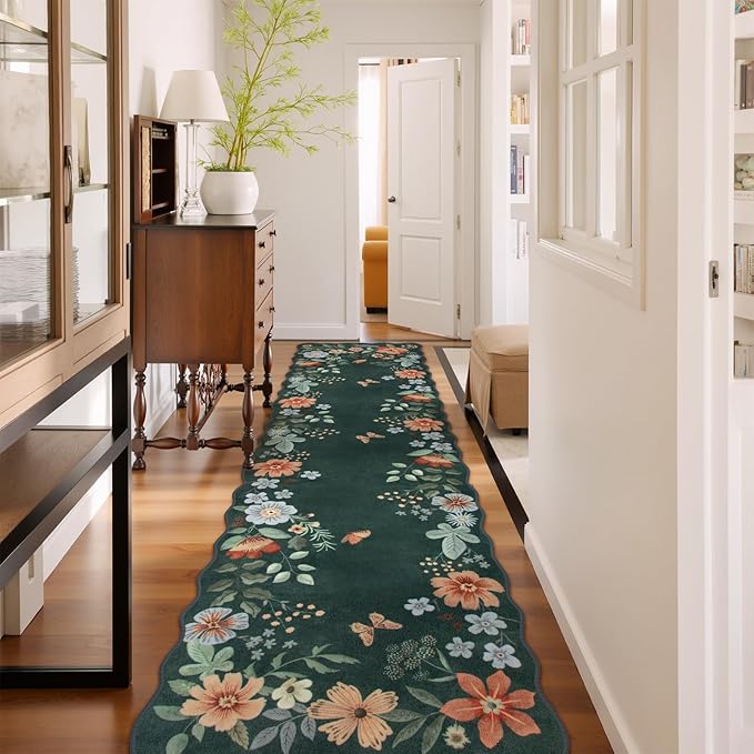 Lahome Floral Hallway Runner Rug Non Slip, Kitchen Runners Carpet by Lahome