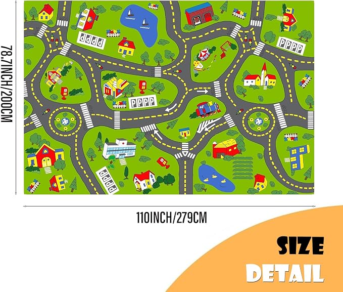 Non-Slip Town City Road Map Playmat - Image 2
