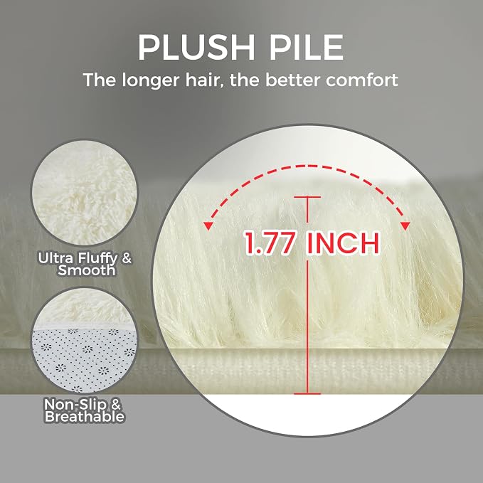 Ultra Soft Rug for Living Room, 8X10 Fluffy Shag Area Rug for Bedroom, Modern - Image 5