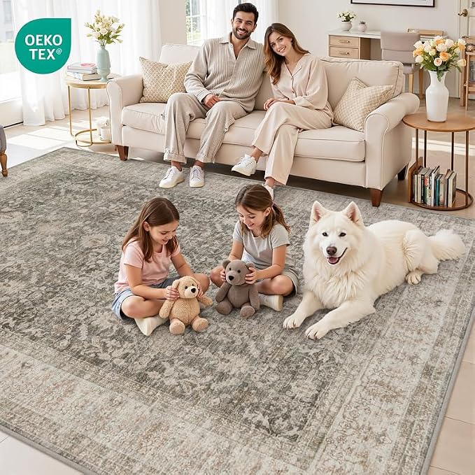 6x9 Area Rugs for Living Room: Vintage Boho Neutral Washable Rug Indoor Soft - Image 8