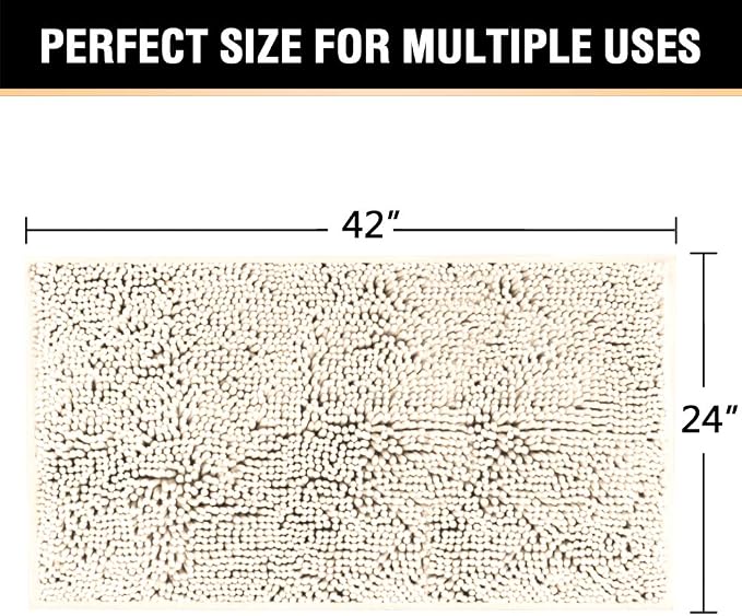H.VERSAILTEX Microfiber Bath Rugs Chenille Floor Mat Ultra Soft Washable - Image 2