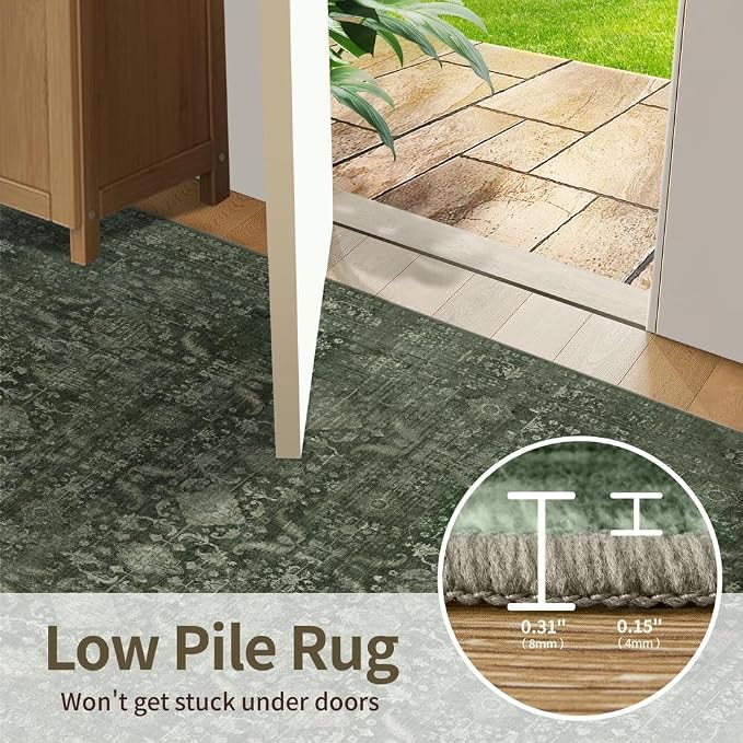 Rugxara 4x6 Rug for Living Room Bedroom, Vintage Retro Boho Area Rugs, Non Slip - Image 6