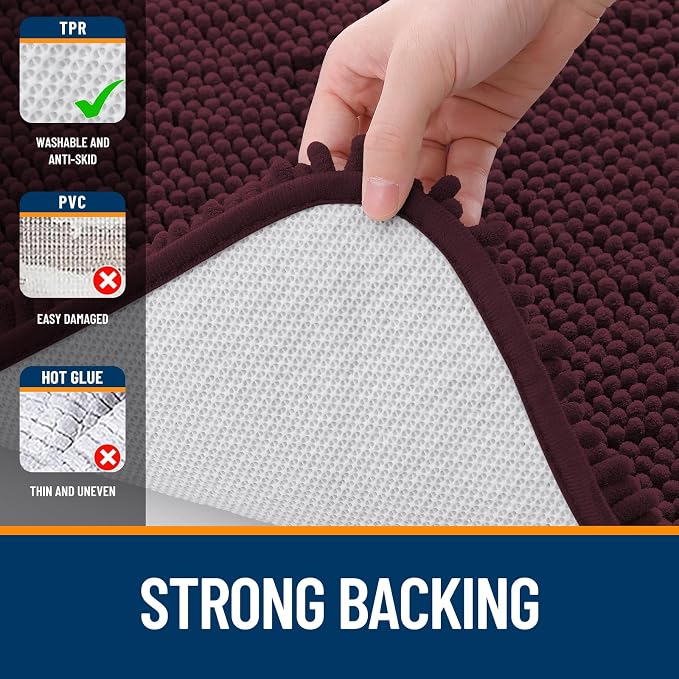 OLANLY Small Bathroom Rugs 24x16, Extra Soft Absorbent Chenille Bath Rugs - Image 6