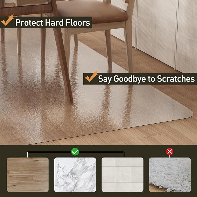 Clear Plastic Floor Mat for Under Dining Table, Anti-Spill Hard Floor Protector - Image 3