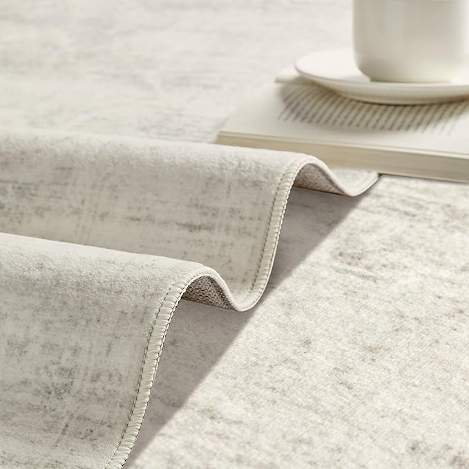 Latte&Fog Vintage 5x7 Washable Area Rugs, Ivory Rug - Image 7