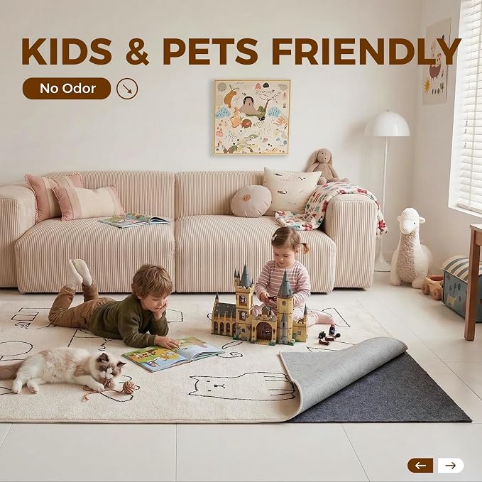 Rug Pad 4 x 6 Ft Non-Slip, Felt and Natural Rubber Backing, 1/4" Thick - Image 3