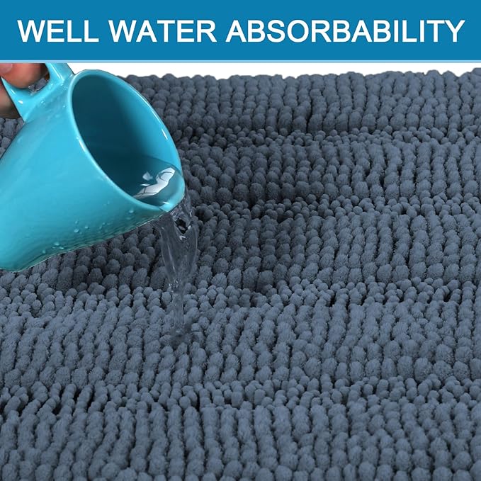 H.VERSAILTEX Bath Rugs for Bathroom Non Slip Bath Mats Thick Chenille Striped - Image 5