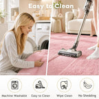 Ophanie Pink Area Rugs for Bedroom Girls, 5x8 Kids Fluffy Fuzzy Furry Shag - Image 6
