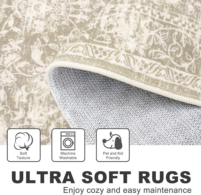 KILOCOCO Small Area Rug 2x3 Entryway Rugs Printed Vintage Floral Washable Rug - Image 6