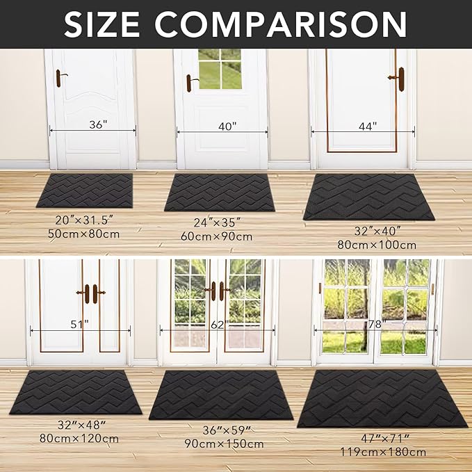 hicorfe Front Door Mat Indoor Entrance, Stain and Fade Resistant, Non Slip - Image 3