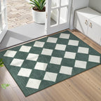 Lahome Zelie Checkered Washable 2x3 Green Kitchen Rugs Non Slip, Small Printed by Lahome