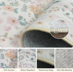 8x10 Area Rugs, Washable Floral Rug, Low Pile Non-Slip Carpet, Flower Rug - Image 3