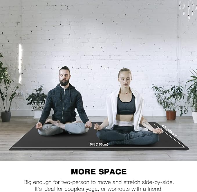 UMINEUX Large Yoga Mat for Men and Women 1/4 & 2/5 Inch Extra Thick TPE Fitness - Image 4
