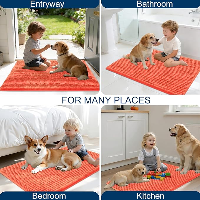 OLANLY Dog Door Mat for Muddy Paws 70x24, Ultra Absorbent Chenille Mud Doormat - Image 8