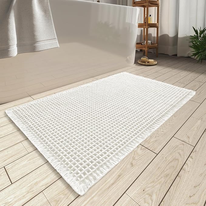 AMOAMI Upgraded Waffle Bath Mat, Super Absorbent Non Slip Bath Mats by AMOAMI