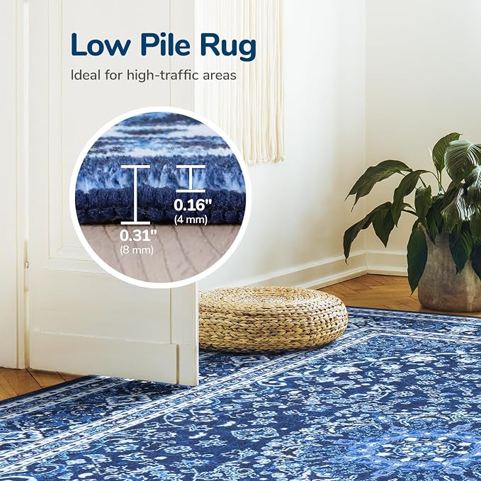 Lessymo Washable Area Rugs 6x9- Boho Area Rug Low Pile - Image 9