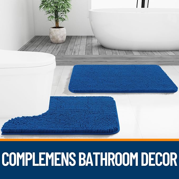 OLANLY Small Bathroom Rugs 24x16, Soft Absorbent Chenille Bath Rugs, Rubber - Image 8