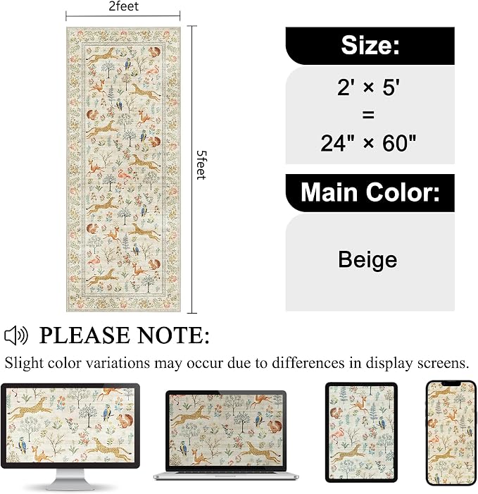 DUKINO 2x5 Rug for Hallway, Washable Kitchen Runner Rug - Image 2