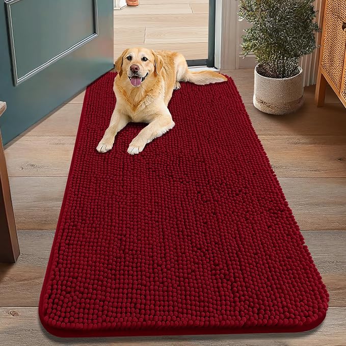 Smiry Dog Door Mat for Muddy Paws 48x30, Absorbent Dirt Trapper, Non-Slip by Smiry