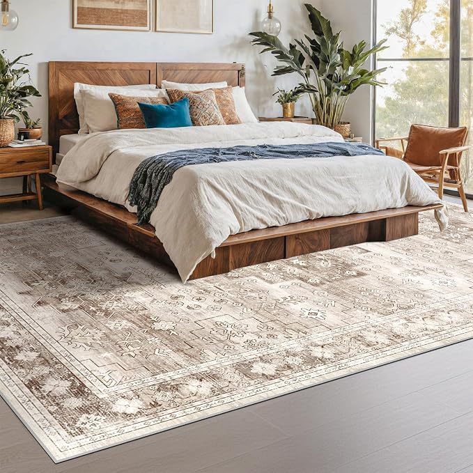 Hazo Haus Beige Farmhouse Washable 7x10 Area Rugs - Image 6