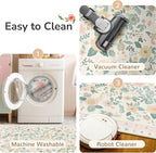 8x10 Area Rugs, Washable Floral Rug, Low Pile Non-Slip Carpet, Flower Rug - Image 4