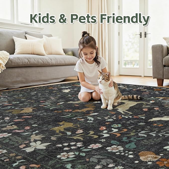 5x7 Area Rugs Washable Rug: Boho Living Room Rug Soft Non-Slip Low Pile Carpet - Image 5