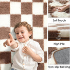 KICMOR Rugs for Living Room 8x10, Large Fluffy Fuzzy Brown and Cream White - Image 2