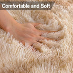 3x10 ft Plush Tie Dyed Light Brown Rug Soft Bedroom Runner Fluffy Cream and - Image 5