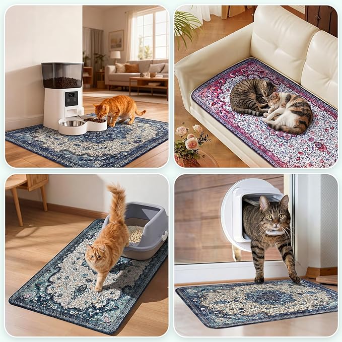 Hompet Cat Litter Mat 2 Pack, 54x54 Large Machine Washable Trapping Mats - Image 4