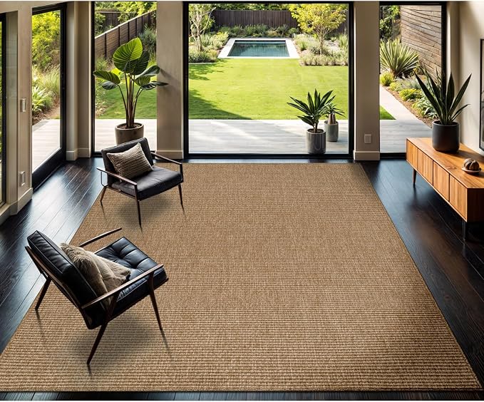 CAMILSON Easy Jute Rug 10x14, Large Indoor Outdoor Natural Color Farmhouse Area - Image 6