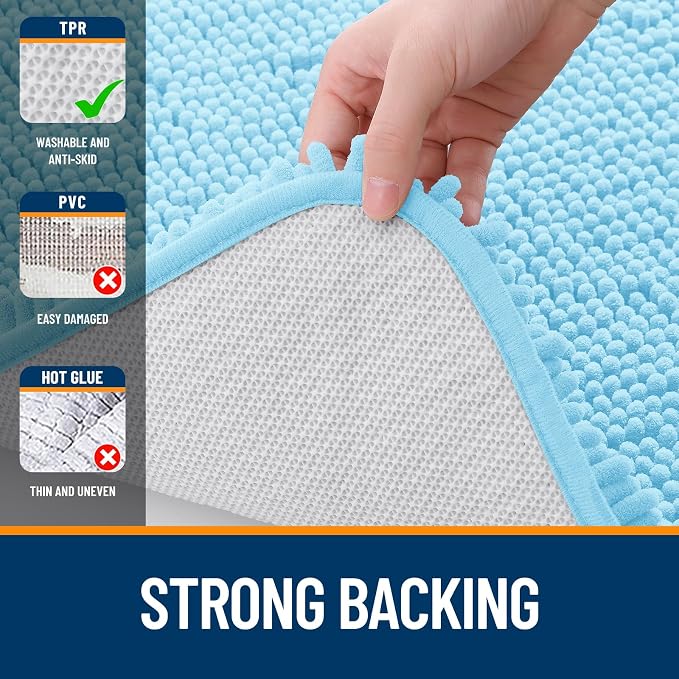 OLANLY Bathroom Rugs 36x24, Extra Soft Absorbent Chenille Bath Rugs, Rubber - Image 6