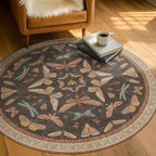 Boho Brown Round Rug 5ft, Soft Washable Throw Carpet - Image 3