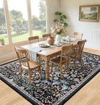 Area Rug Living Room Rugs: Floral 5x7 Washable Rug Vintage Soft Boho Non-Slip - Image 4