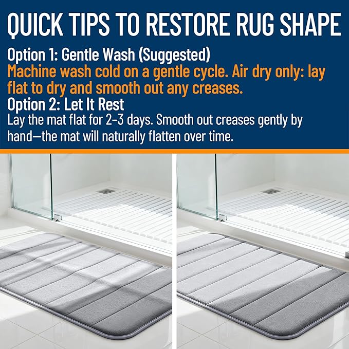 OLANLY Memory Foam Long Bathroom Rugs Runner 47x20, Super Soft Absorbent Bath - Image 3