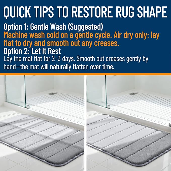 OLANLY Memory Foam Bath Mat 44x32, Super Soft Absorbent Bathroom Rugs, Quick Dry - Image 3