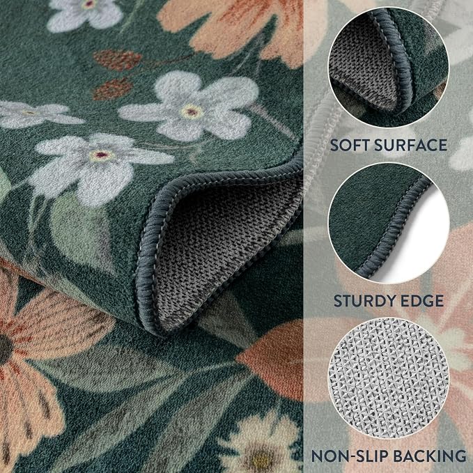 Lahome Floral Hallway Runner Rug Non Slip, Kitchen Runners Carpet - Image 7