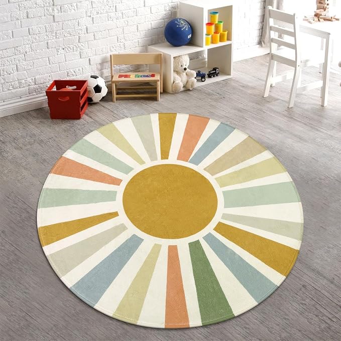 STARUIA Boho Washable Rug 5 Ft Round Area Rug - Image 3