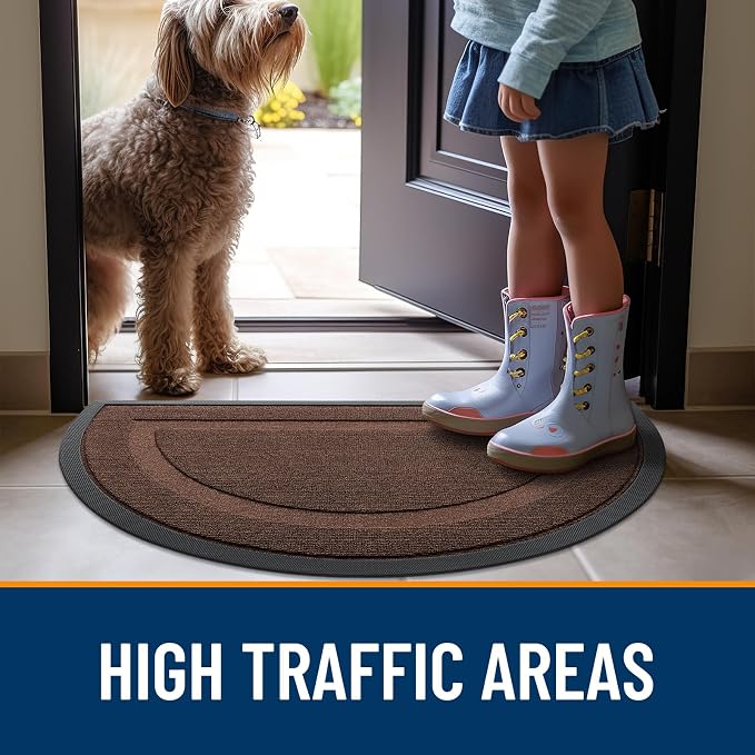 OLANLY Half Circle Door Mat Indoor Outdoor Entrance Welcome, Waterproof - Image 6