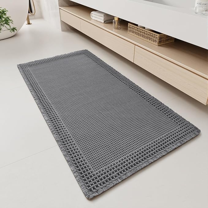 RESARE Waffle Bathroom Runner Rugs, Super Absorbent Bath Mat Non Slip Washable by Resare