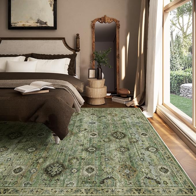 Washable Area Rugs for Living Room: 5x7 Rug Boho Vintage Rugs Stain Resistant - Image 6