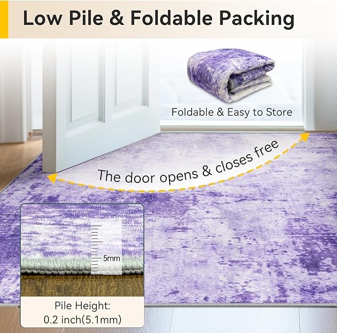 RELEANY Washable Area Rugs 4'x6' Non-Slip Modern Abstract Soft - Image 7