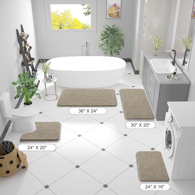 OLANLY Small Bathroom Rugs 24x16, Extra Soft Absorbent Chenille Bath Rugs - Image 2