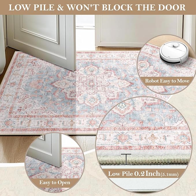 CAPALOCA Machine Washable Rugs Nursery Rug 5x7 Cute Girl Non Slip Low Pile - Image 6