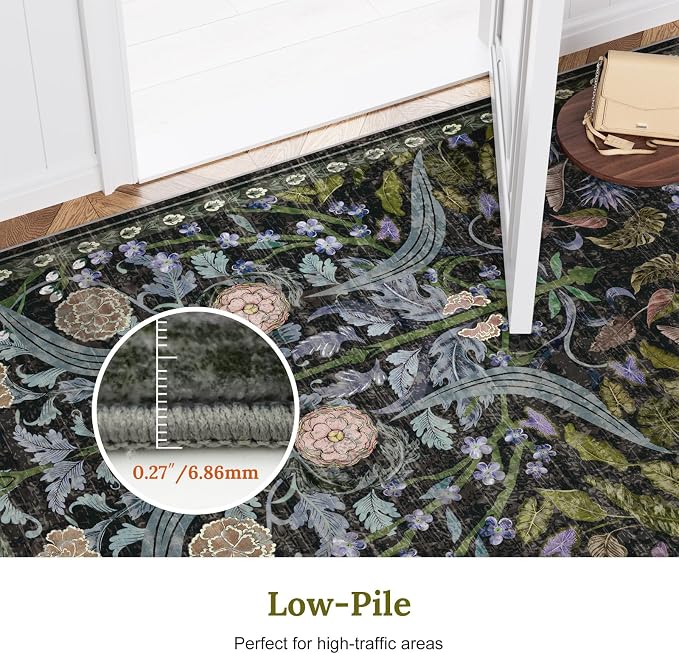 AMTOVO 6x9 Washable Area Rugs for Living Room, Non-Slip Large Soft Boho Floral - Image 7