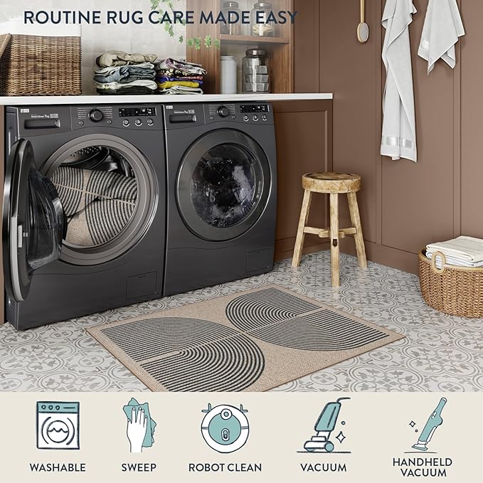 Lahome Enfys Rainbow Easy Jute Rug, 2x3 Farmhouse Kitchen Rugs Non Slip - Image 5