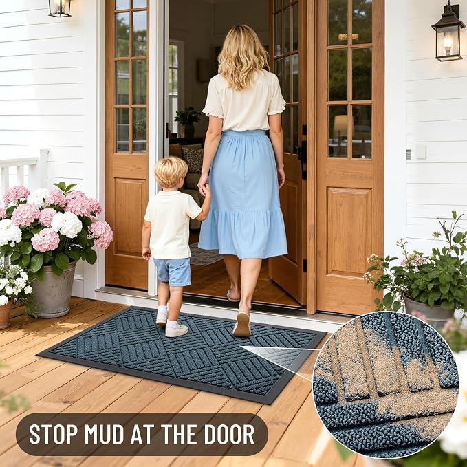 OLANLY Front Door Mat Outside Entrance 47x32, Heavy Duty Sturdy Natural Rubber - Image 6