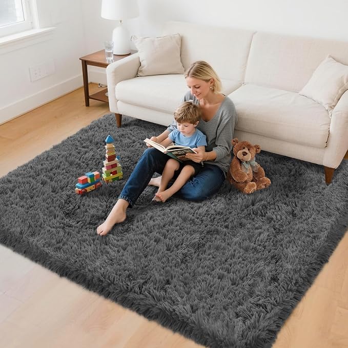4x6 Area Rug for Living Room: Ultra Soft Fluffy Rug Modern Large Thicked Shag - Image 4