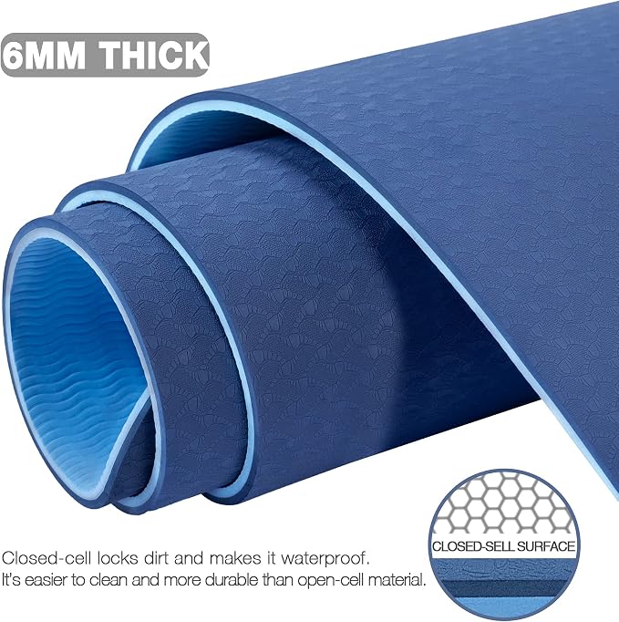 UMINEUX Large Yoga Mat for Men and Women 1/4 & 2/5 Inch Extra Thick TPE Fitness - Image 4