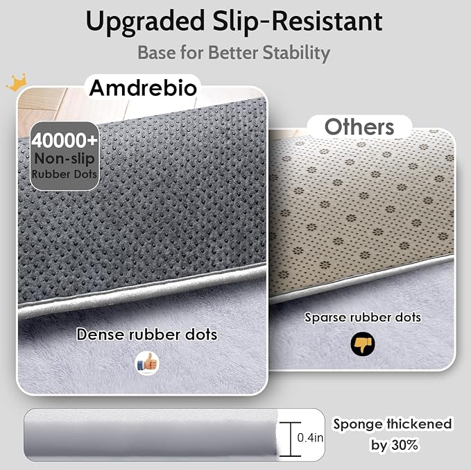Amdrebio White Area Rugs for Bedroom, Shag Fluffy Rug for Living Room, Modern - Image 6