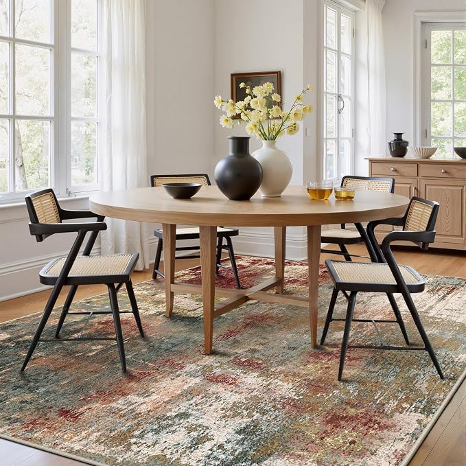 RELEANY Washable Area Rugs 8'x10' Non-Slip Modern Abstract Soft - Image 3